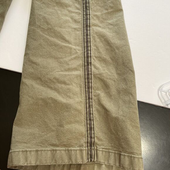 American Eagle X Ziegler HIGH RISE BAGGY WIDE LEG Pants 12 Short Olive Stretch - Picture 7 of 12